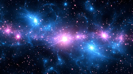 Wall Mural - Abstract Cosmic Background with Bright Stars and Nebulae in a Galaxy with Dark Blue and Pink Hues