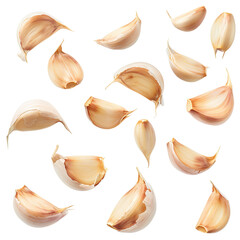 Wall Mural - Garlic cloves isolated on a transparent background