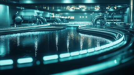 Poster - Futuristic Wastewater Treatment Plant with Advanced Systems in High Tech Environment