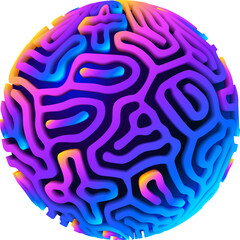 Poster - 3d orb shape with algorithmic pattern, holographic color gradient. Scientific 3D ball concept