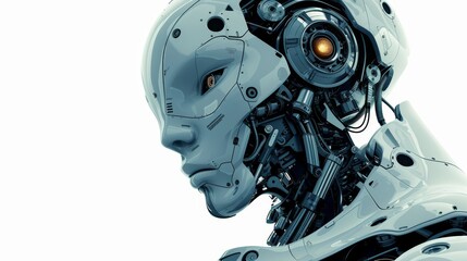 Poster - futuristic robot sleek and futuristic depiction humanoid robot with metallic components and advanced technology perfect for sci themed designs and robotics concepts generated illustration