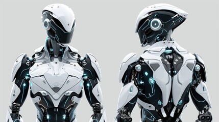 Poster - futuristic robot sleek and futuristic depiction humanoid robot with metallic components and advanced technology perfect for sci themed designs and robotics concepts generated illustration