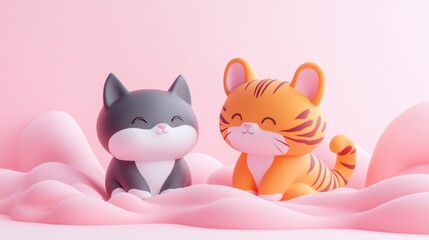 3d cute animal kingdom on white, friendly,