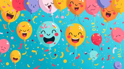 Leinwandbilder - happy celebration festive and joyous illustration depicting celebratory scene with confetti balloons and smiling faces perfect for party invitations and event posters generated illustration