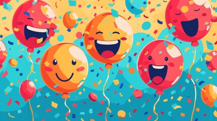 Leinwandbilder - happy celebration festive and joyous illustration depicting celebratory scene with confetti balloons and smiling faces perfect for party invitations and event posters generated illustration