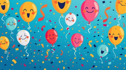 Leinwandbilder - happy celebration festive and joyous illustration depicting celebratory scene with confetti balloons and smiling faces perfect for party invitations and event posters generated illustration