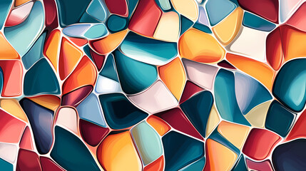 Wall Mural - glass pattern illustration featuring a kaleidoscope of shapes and colors creating a dynamic and vibr