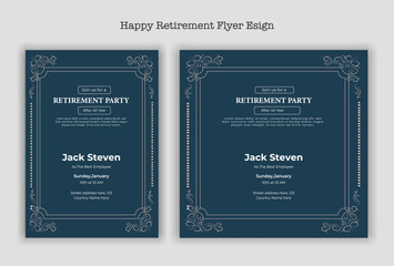 Happy retirement party invitation flyer design 