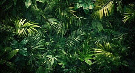 tropical green jungle print. exotic nature background with floral pattern for summer fashion design