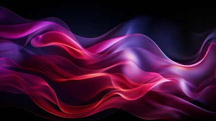 Wall Mural - A long purple and red wave with a black background
