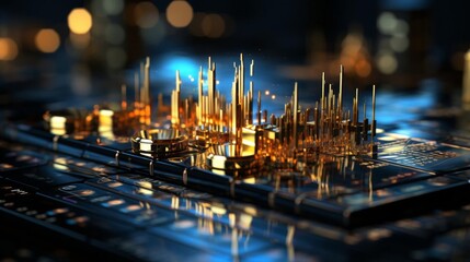 Canvas Print - A computer chip with gold and blue colors