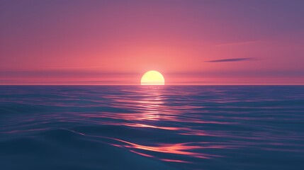 Poster - Sunset fading slowly over blank ocean minimalis dcd ffaa ccae generated illustration