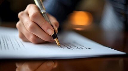 Poster - Zoomed view hand writing legal document generated illustration