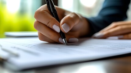 Poster - Zoomed view hand writing legal document generated illustration