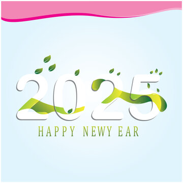 2025 colorful Happy New Year card. Vector. 3D number 2025 design to celebrate happy new year 2025. With shiny black and gold numbers