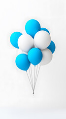 Wall Mural - 3d cartoon flying bunch of balloons isolated on white	