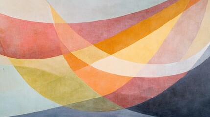 Poster - Abstract Stripes in Warm Colors with Soft Curves and Overlapping Shades Capturing a Sense of Harmony and Balance in Contemporary Art