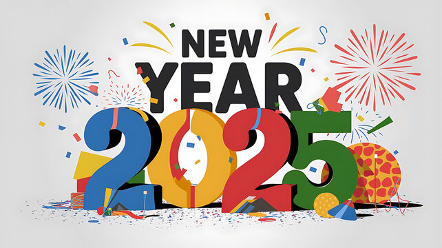 2025, colorful abstract Happy New Year. for banner, poster.