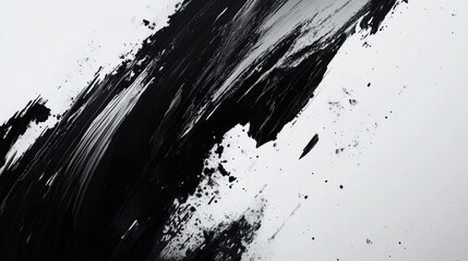 Poster - Abstract black and white paint strokes creating dynamic motion, showcasing a blend of texture and contrast against a neutral background for artistic and design uses.
