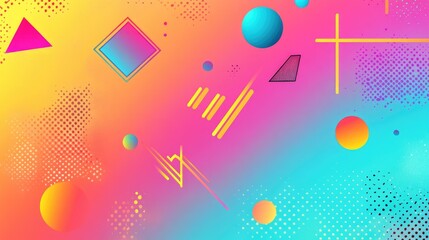 Poster - Vibrant abstract background featuring colorful geometric shapes and patterns in a gradient design, perfect for modern art, web design, and creative projects.