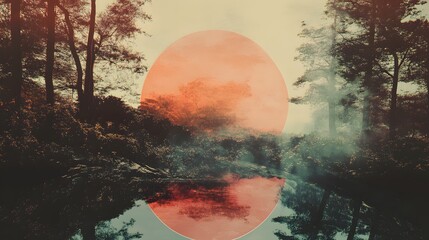 Poster - A digital artwork using layered nature elements with graphic shapes and grainy textures, blending photography and digital effects seamlessly. Cinematic Scene, 4k resolution, cinematic scene