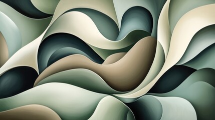 Poster - Abstract Waves of Soft Pastel Colors Flowing Together in an Artistic Design Featuring Curves and Layers of Organic Shapes for Modern Home Decor