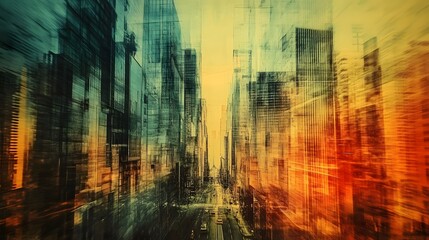 Poster - A dynamic digital artwork blending architectural sketches, abstract textures, and vintage elements, creating a layered, textured cityscape. Cinematic Scene, 4k resolution, cinematic scene