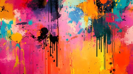 Poster - A digital artwork combining colorful paint splashes, graphic shapes, and geometric lines, creating a vibrant, textured abstract design. Cinematic Scene, 4k resolution, cinematic scene