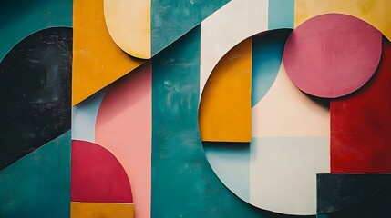 Poster - An abstract collage of overlapping shapes and textures with vibrant colors, creating a dynamic, graphic composition. Cinematic Scene, 4k resolution, cinematic scene