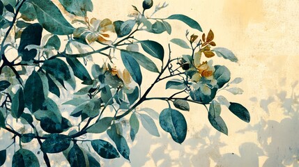 Poster - A detailed digital collage of vintage botanical illustrations, watercolor textures, and layered paper cutouts, creating a nostalgic, textured look. Cinematic Scene, 4k resolution, cinematic scene