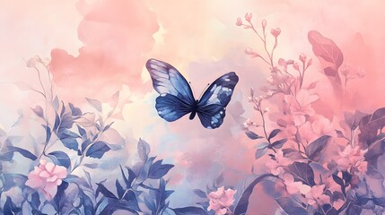 Poster - A mixed media piece combining soft pastel tones, botanical illustrations, and layered watercolor textures, creating a dreamy, feminine aesthetic. Cinematic Scene, 4k resolution, cinematic scene
