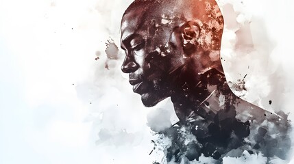 Poster - A layered portrait with watercolor splashes, ink outlines, and textured overlays, creating a dynamic, expressive design. Cinematic Scene, 4k resolution, cinematic scene