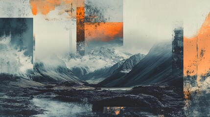Poster - A digital collage blending landscapes with abstract textures and faded elements, creating a nostalgic, dreamlike design. Cinematic Scene, 4k resolution, cinematic scene