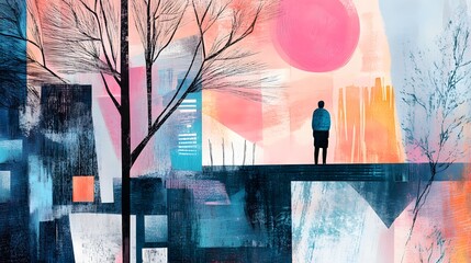 Poster - A mixed media piece with graphic lines, hand-drawn textures, and watercolor layers, creating a vibrant, textured, and layered composition. Cinematic Scene, 4k resolution, cinematic scene