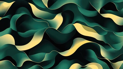 Poster - Abstract Waves of Green and Yellow Flowing in Smooth Undulating Patterns Perfect for Modern Designs and Backgrounds for Creative Projects