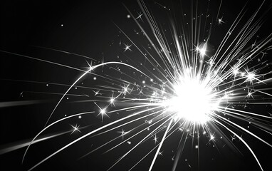 Poster - Sparkling display of lights radiating from a central point against a dark background, creating an energetic atmosphere at night