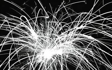 Poster - Bright sparks exploding from a central point create a mesmerizing display against a dark background at night