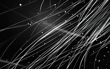 Poster - Abstract design featuring swirling lines and light spots against a dark background, creating a dynamic, modern visual effect