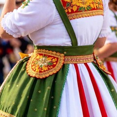 Wall Mural - extreme close up traditional clothing dirndls at a Oktoberfest festival