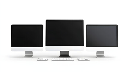 Wall Mural - computer monitor with keyboard on white background