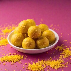 Wall Mural - indian sweet laddu or moladdu or laddu or lalado lalaladoo, sweet and popular sweet made in ddu or