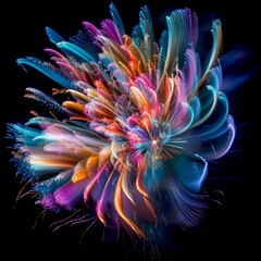 Poster - A vibrant explosion of color and light creates a mesmerizing abstract image. This digital artwork evokes feelings of joy and creativity. Perfect for modern decor or design projects. AI