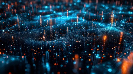 Poster - Glowing Quantum Data Packets Teleporting Through a Digital Landscape