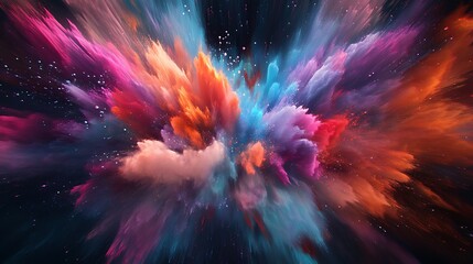 abstract digital art depicting a burst colors and shapes. ideal for modern and innovative designs.