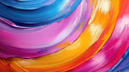 Wall Mural - Vibrant swirl of colorful paint strokes on a canvas, artistic abstract background.