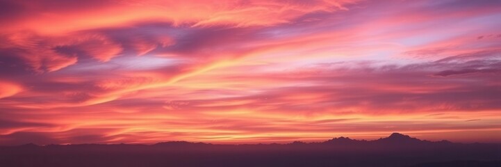 Wall Mural - Abstract sky filled with vibrant hues of orange, pink, and purple as the sun sets behind the horizon, sky, horizon, picturesque