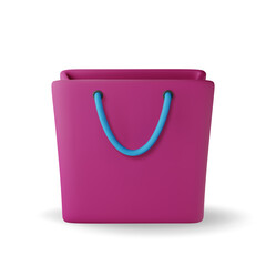 Poster - 3D shopping bag isolated on white background. Render realistic gift bag. Sale, discount or clearance concept. Online or retail shopping symbol. Fashion handbag. Vector illustration