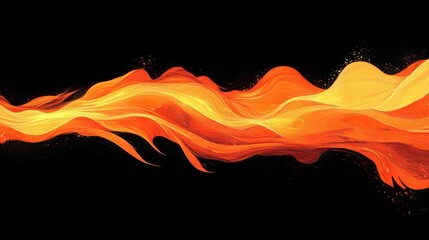 Wall Mural - Abstract wave of colorful flames on a black background.