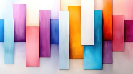 Wall Mural - Colorful abstract background with vertical strips in various shades.