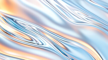 Wall Mural - abstract fluid texture with soft blue and peach tones, white isolated background.
